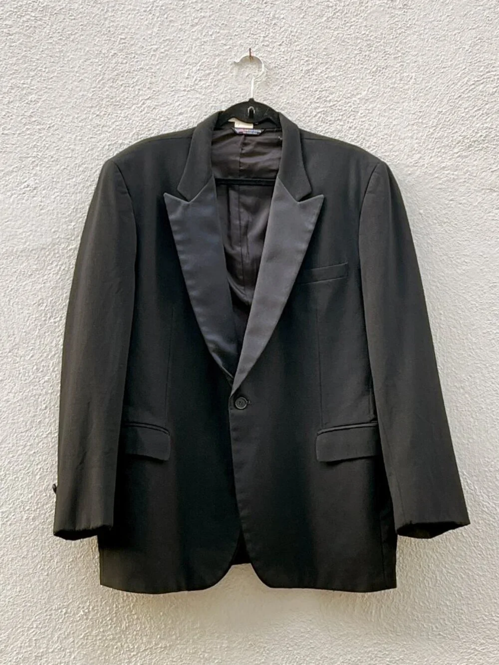 Vintage 80s Robert Wagner Raffinati Black Notched Lapel Tux Tuxedo Jacket 44R